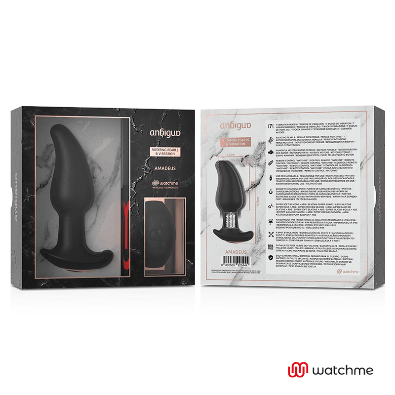 ANBIGUO - WATCHME REMOTE CONTROL ANAL PLUG VIBRATOR WITH ROTATION OF AMADEUS PEARLS thumb 6