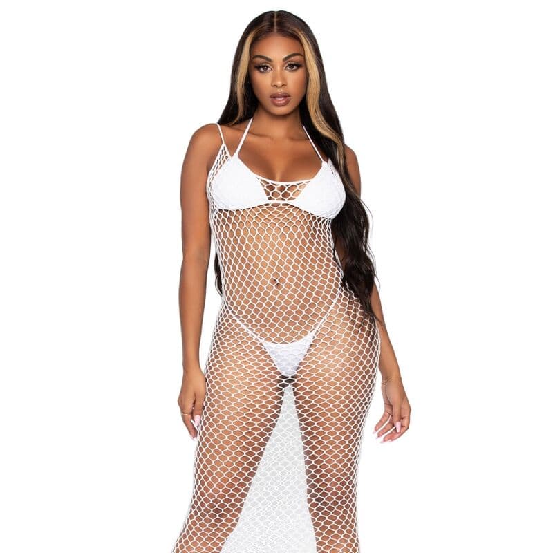 LEG AVENUE - WOVEN TWIST NET MAXI DRESS ONE SIZE WHITE thumb 1