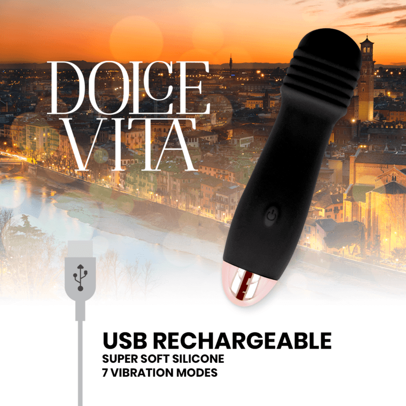 DOLCE VITA - RECHARGEABLE VIBRATOR THREE BLACK 7 SPEED thumb 4