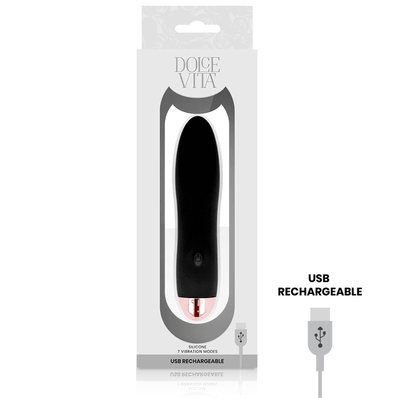 DOLCE VITA - RECHARGEABLE VIBRATOR FOUR BLACK 7 SPEEDS thumb 3