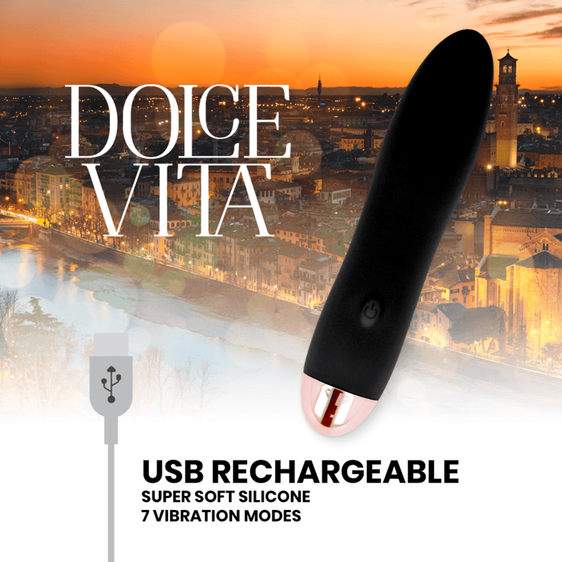 DOLCE VITA - RECHARGEABLE VIBRATOR FOUR BLACK 7 SPEEDS thumb 4