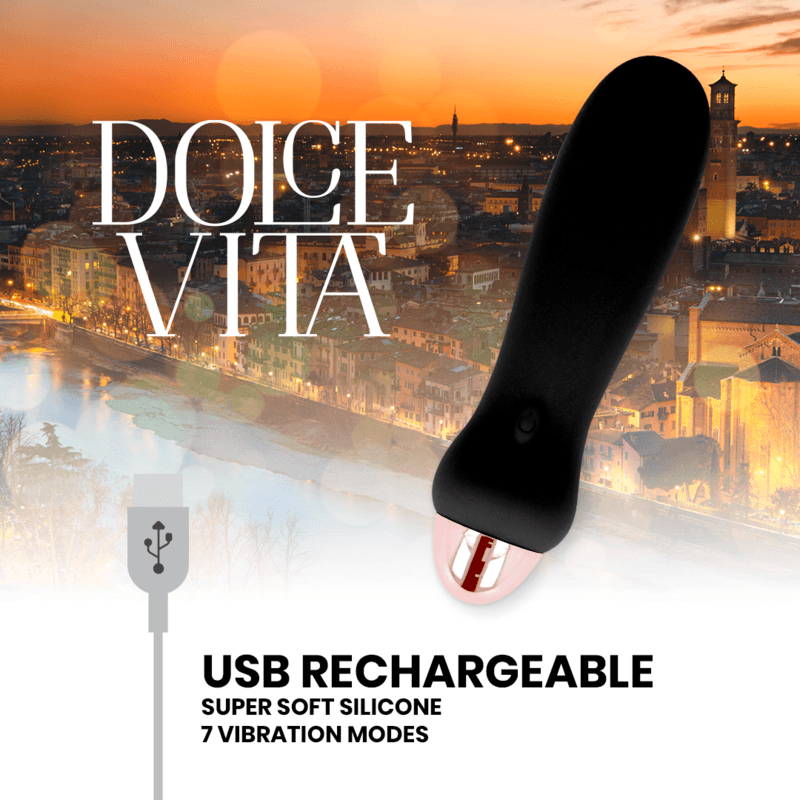 DOLCE VITA - RECHARGEABLE VIBRATOR FIVE BLACK 7 SPEEDS thumb 4