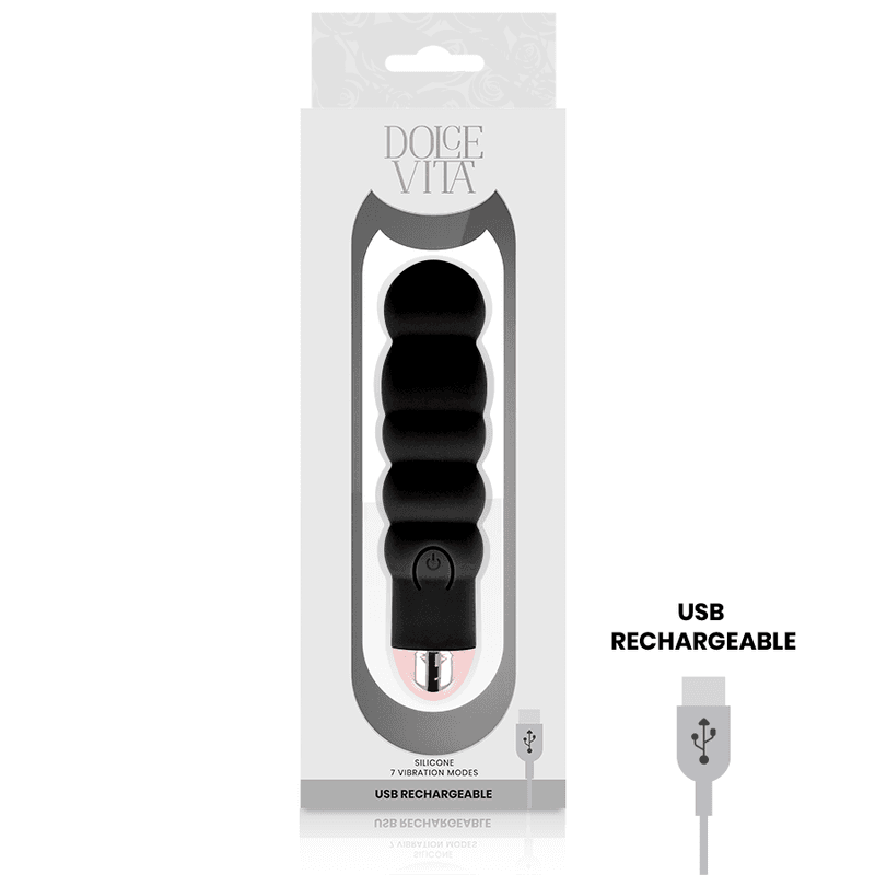 DOLCE VITA - RECHARGEABLE VIBRATOR SIX BLACK 7 SPEEDS thumb 3