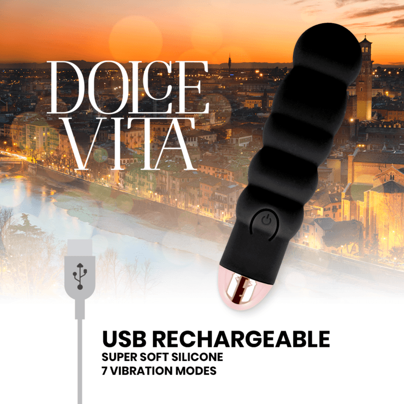 DOLCE VITA - RECHARGEABLE VIBRATOR SIX BLACK 7 SPEEDS thumb 4