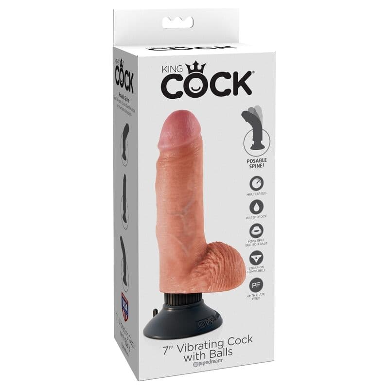 KING COCK - 17.78 CM VIBRATING COCK WITH BALLS FLESH thumb 7