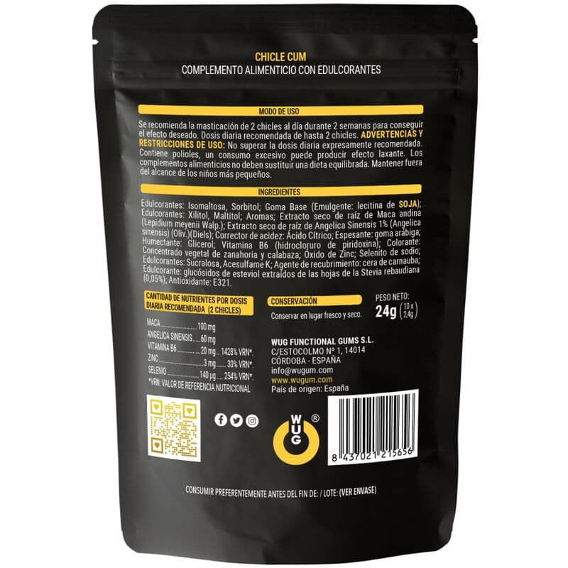 WUG SEX SENSE - CUM EJACULATION INCREASE GUM & SEMEN BANANA FLAVOR 10 UNITS thumb 2