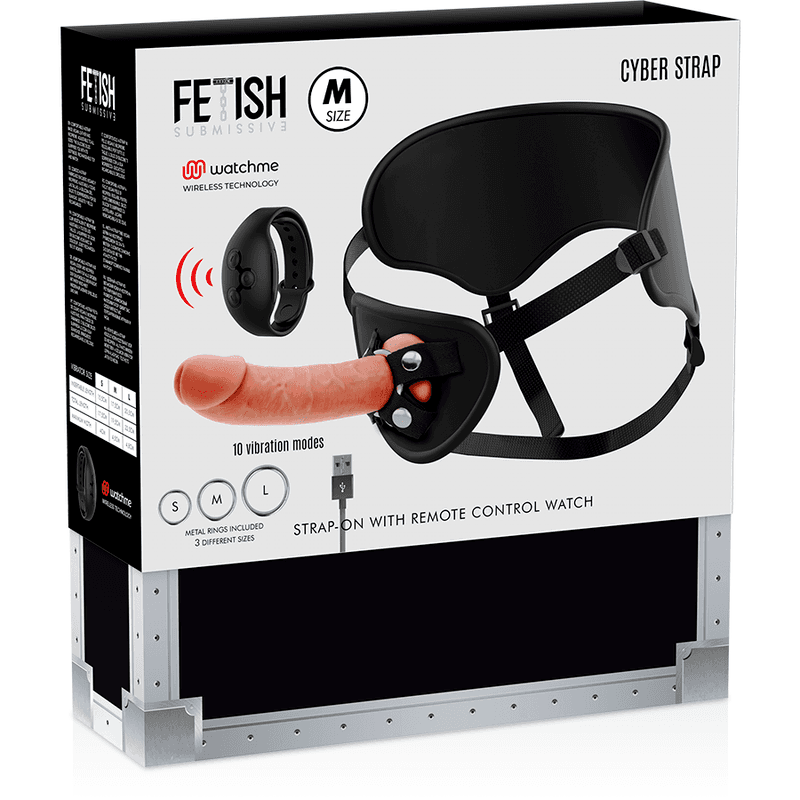 FETISH SUBMISSIVE CYBER STRAP - HARNESS WITH REMOTE CONTROL DILDO WATCHME M TECHNOLOGY thumb 2