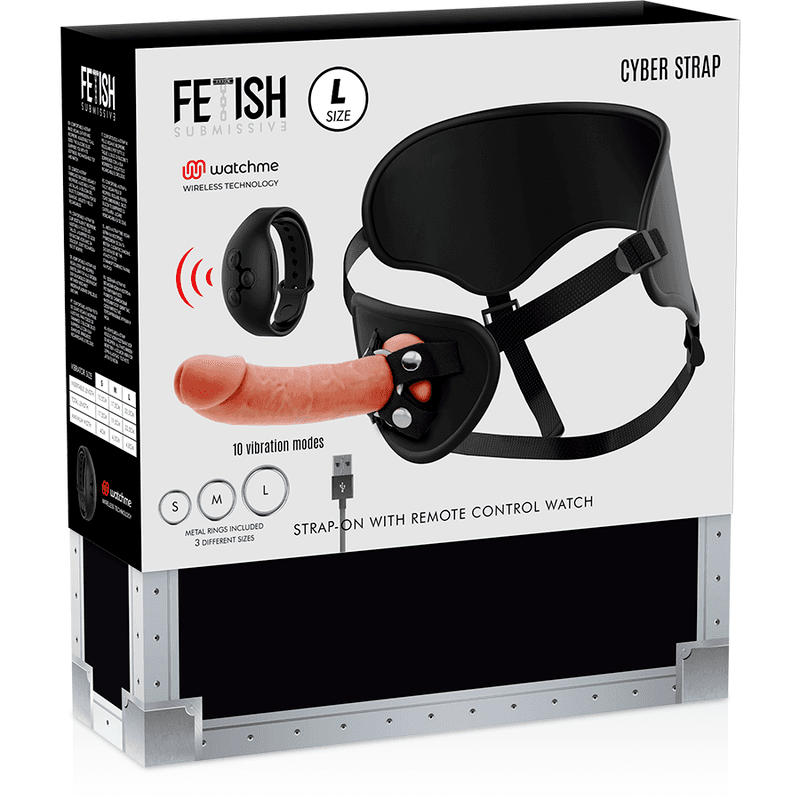 FETISH SUBMISSIVE CYBER STRAP - HARNESS WITH REMOTE CONTROL DILDO WATCHME L TECHNOLOGY thumb 2