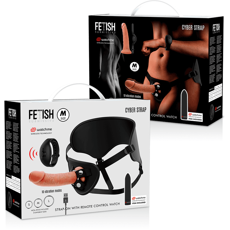 FETISH SUBMISSIVE CYBER STRAP - HARNESS WITH DILDO AND BULLET REMOTE CONTROL WATCHME M TECHNOLOGY thumb 15