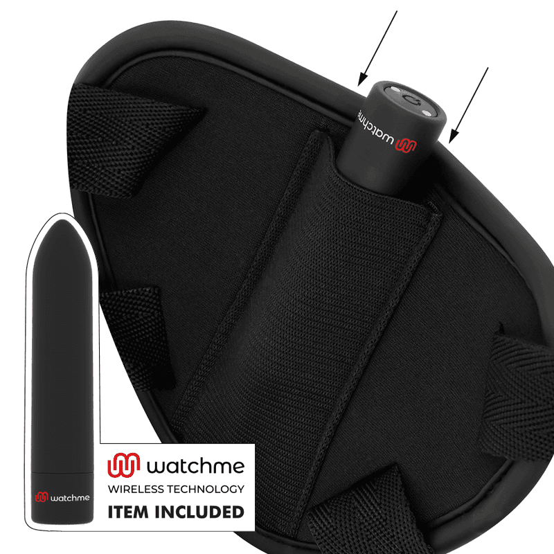 FETISH SUBMISSIVE CYBER STRAP - HARNESS WITH DILDO AND BULLET REMOTE CONTROL WATCHME M TECHNOLOGY thumb 3