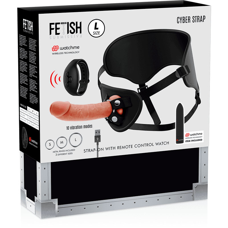 FETISH SUBMISSIVE CYBER STRAP - HARNESS WITH DILDO AND BULLET REMOTE CONTROL WATCHME L TECHNOLOGY thumb 14