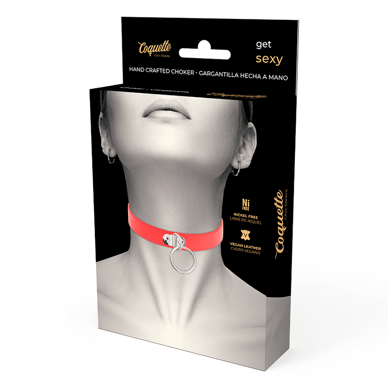 COQUETTE CHIC DESIRE - RED VEGAN LEATHER NECKLACE WOMAN FETISH ACCESSORY thumb 6