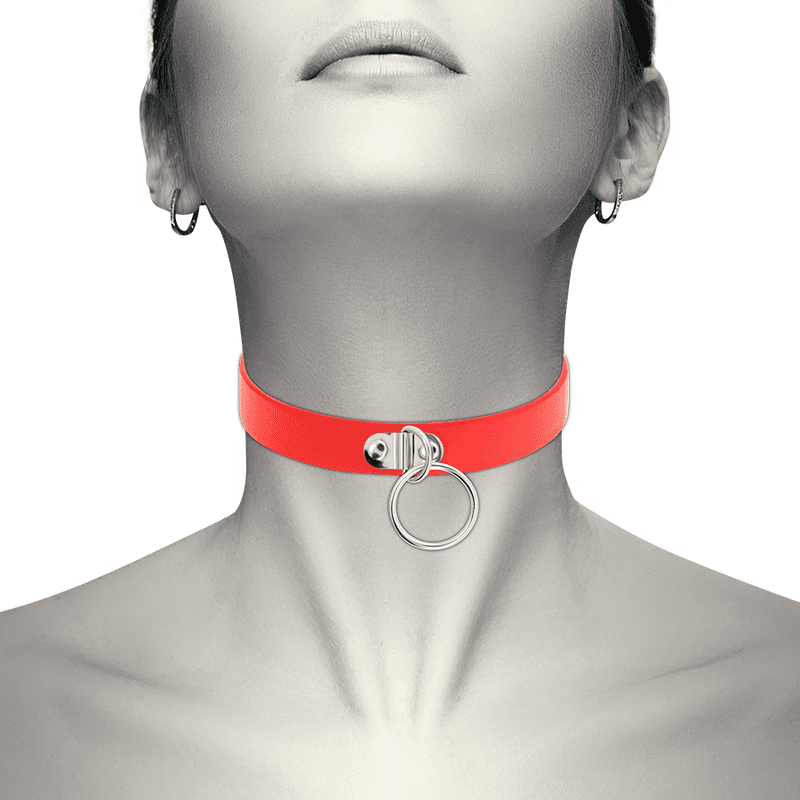 COQUETTE CHIC DESIRE - RED VEGAN LEATHER NECKLACE WOMAN FETISH ACCESSORY thumb 2