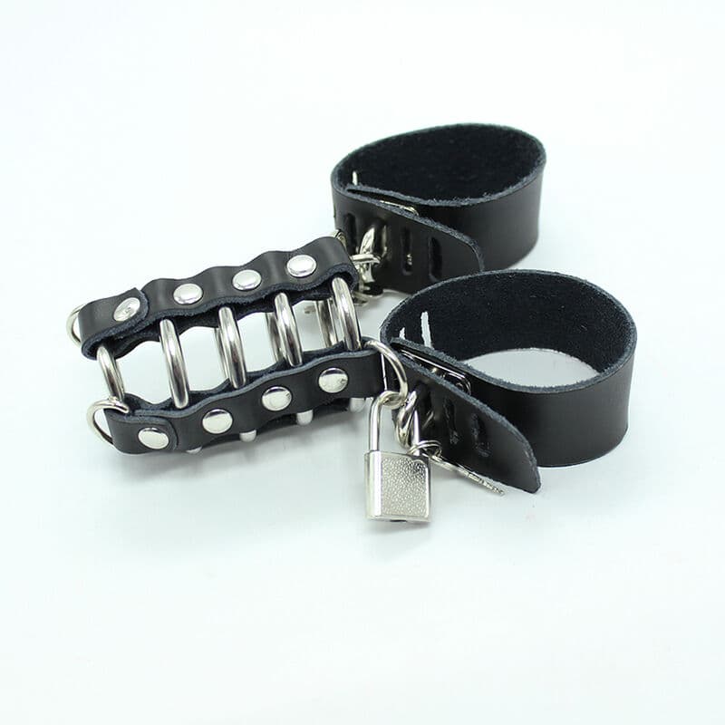 OHMAMA FETISH - PENIS CAGE WITH METAL RINGS AND LEATHER STRAPS thumb 3