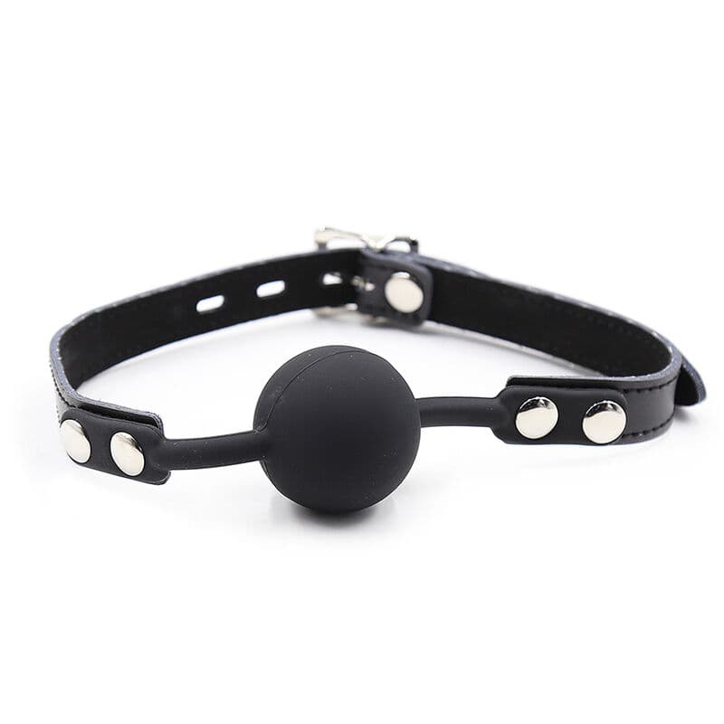 OHMAMA FETISH - SILICONE BALL GAG WITH LEATHER BELT (PADLOCK INCLUDED) thumb 2