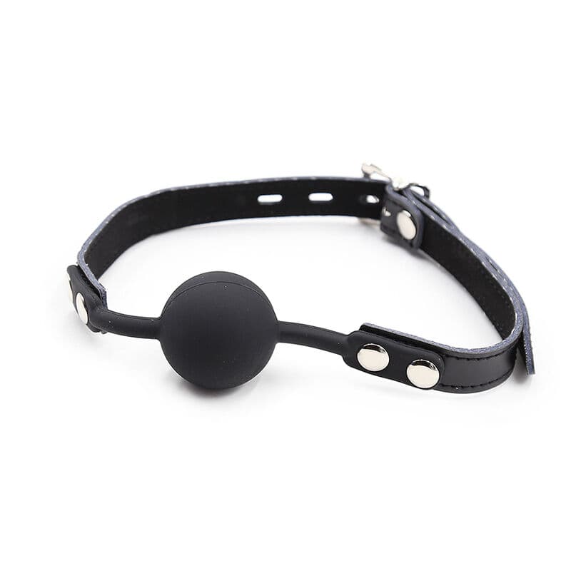 OHMAMA FETISH - SILICONE BALL GAG WITH LEATHER BELT (PADLOCK INCLUDED) thumb 3