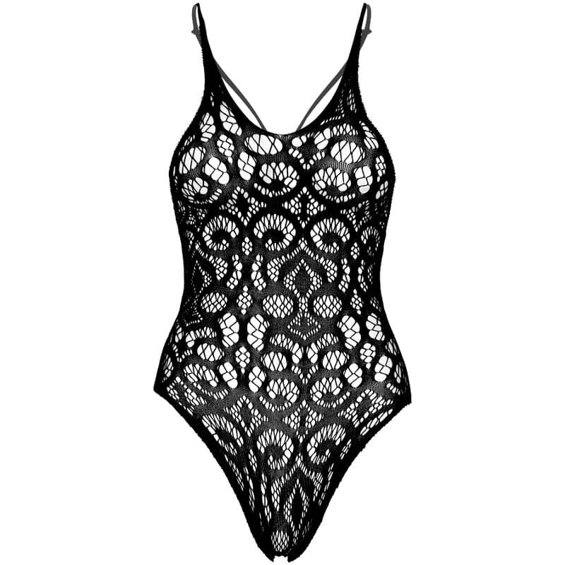 LEG AVENUE - SEAMLESS SCROLL LACE TEDDY - BLACK thumb 5