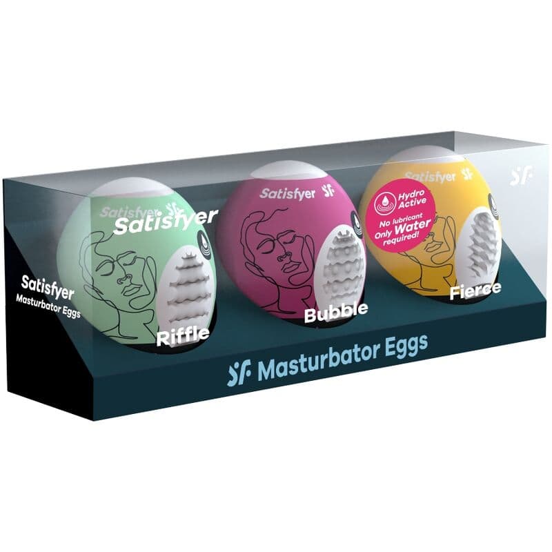 SATISFYER - 3 MASTURBATOR EGGS RIFFLE, BUBBLE & FIERCE thumb 2
