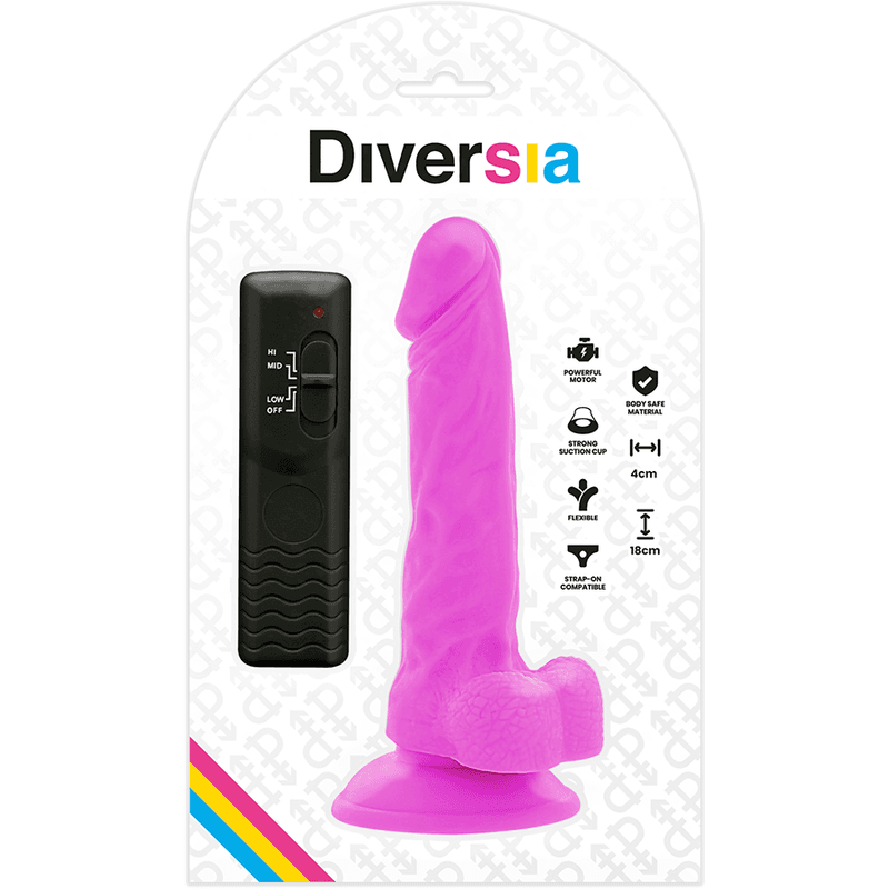 DIVERSIA - FLEXIBLE VIBRATING DILDO PURPLE 18 CM -O- 4 CM thumb 6