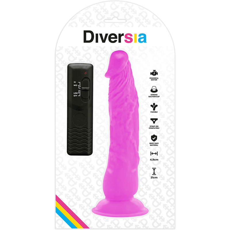 DIVERSIA - FLEXIBLE VIBRATING DILDO PURPLE 21 CM -O- 4.9 CM thumb 7