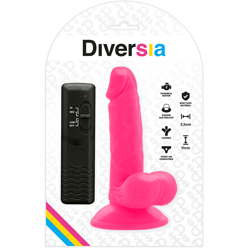 DIVERSIA - FLEXIBLE VIBRATING DILDO PINK 17 CM -O- 3.3 CM thumb 7