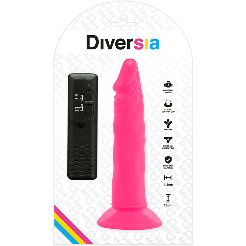 DIVERSIA - FLEXIBLE VIBRATING DILDO PINK 23 CM -O- 4.3 CM thumb 7