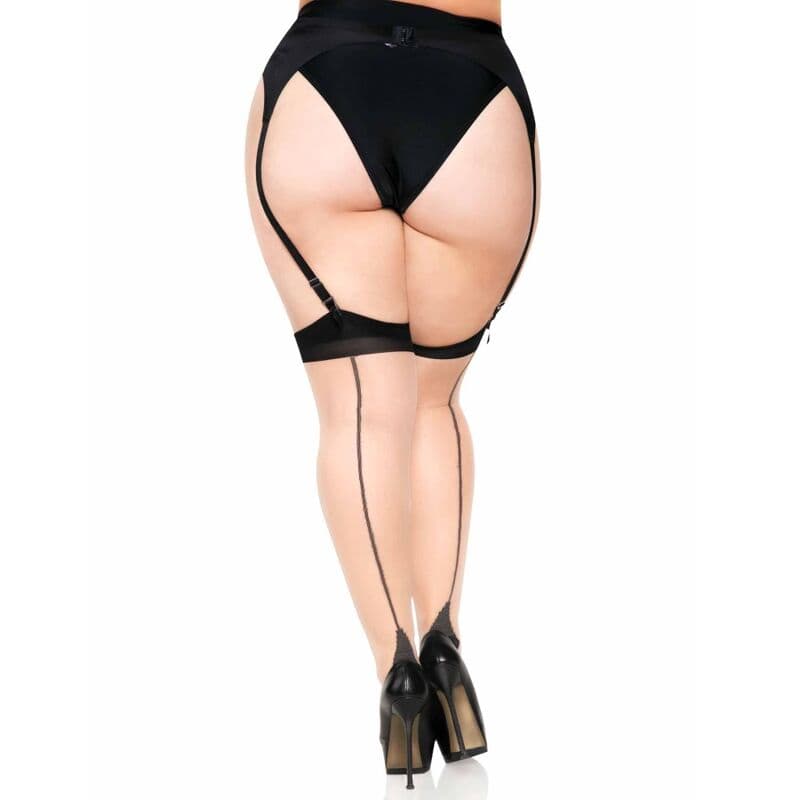 LEG AVENUE - PLUS LYCRA SHEER 2 TONE THIGH HIGH WITH BACKSEAM AND CUBAN HEEL thumb 2