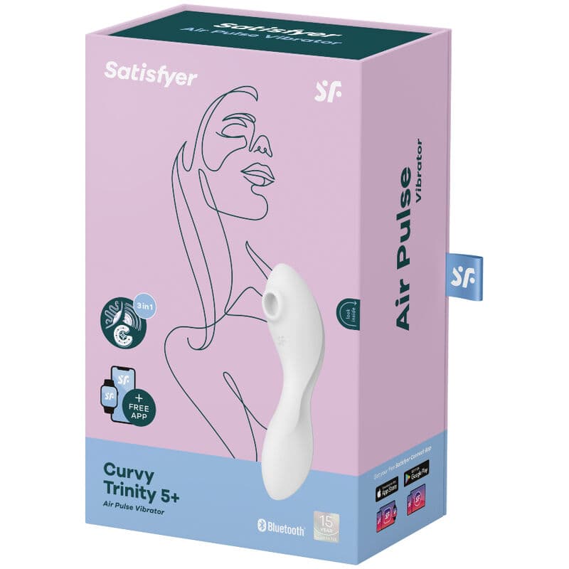 SATISFYER - CURVY TRINITY 5 AIR PULSE STIMULATOR & VIBRATOR APP WHITE thumb 4