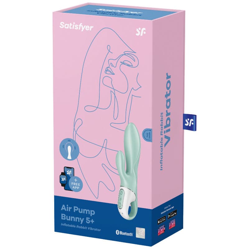SATISFYER - AIR PUMP BUNNY 5+ INFLATABLE RABBIT VIBRATOR APP GREEN thumb 4