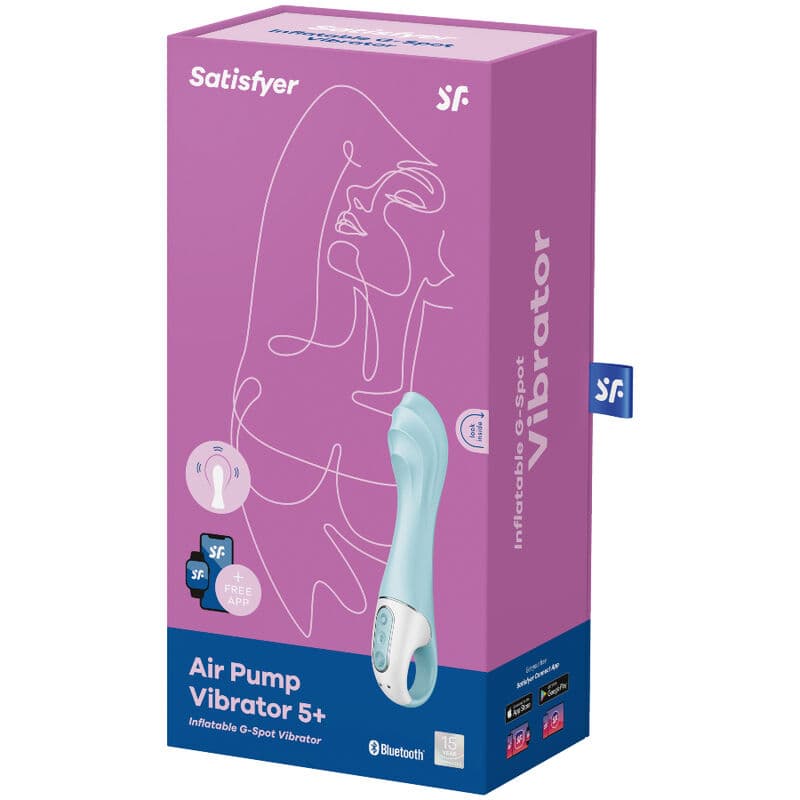 SATISFYER - AIR PUMP VIBRATOR 5+ INFLATABLE G-SPOT VIBRATOR APP BLUE thumb 4