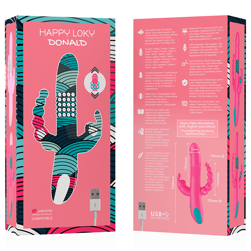 HAPPY LOKY - DONALD TRIPLE STIMULATION: ANAL, G-SPOT & CLITORIS + WATCHME REMOTE CONTROL thumb 7