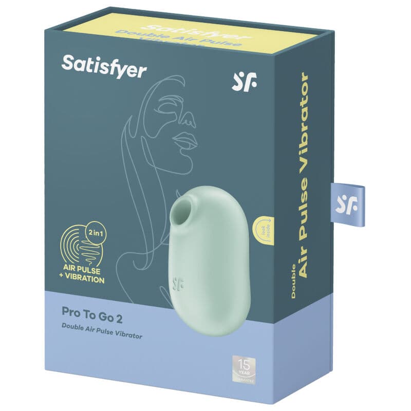 SATISFYER - PRO TO GO 2 DOUBLE AIR PULSE STIMULATOR & VIBRATOR GREEN thumb 5