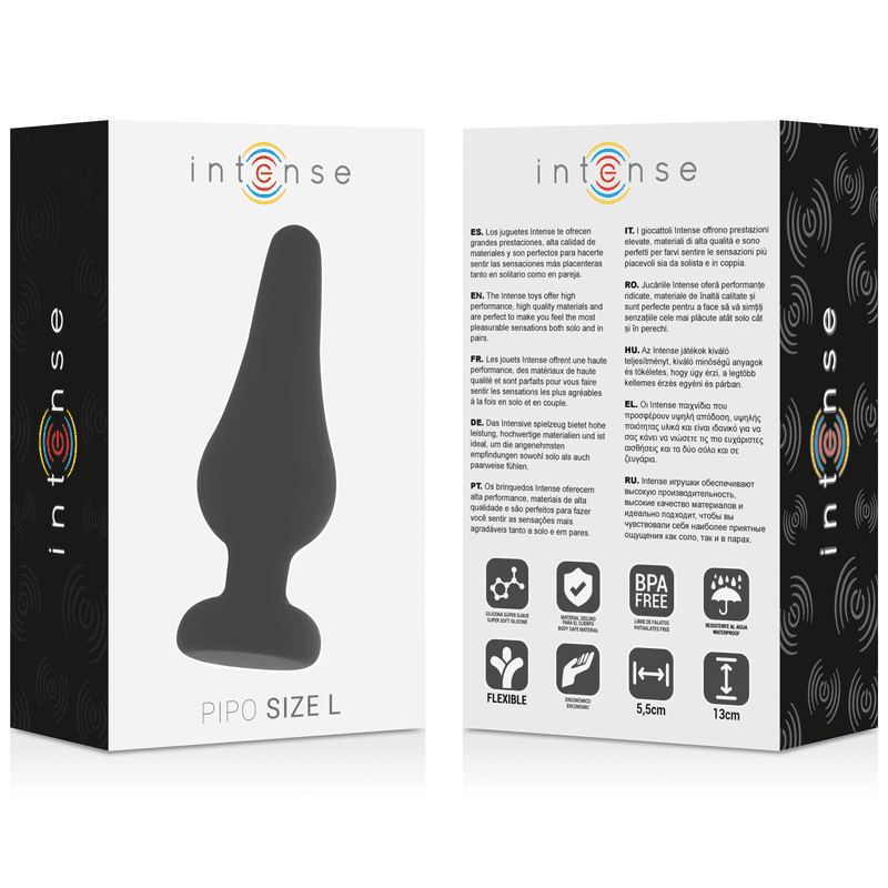 INTENSE - ANAL PLUG PIPO L BLACK SILICONE 13 CM thumb 4
