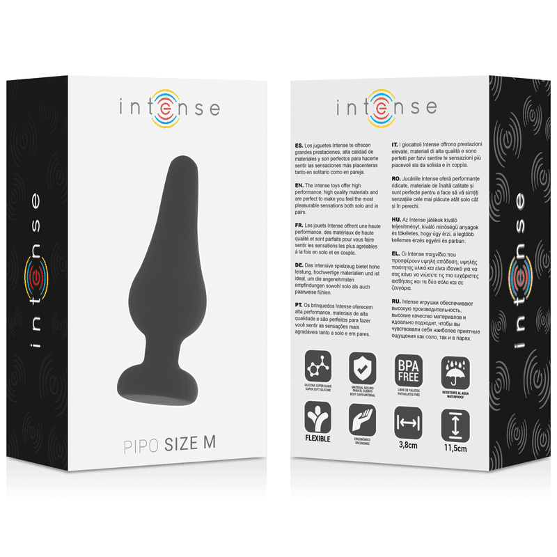 INTENSE - ANAL PLUG PIPO M BLACK SILICONE 11 CM thumb 4