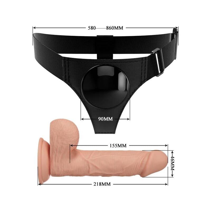 PRETTY LOVE - HARNESS BRIEFS UNIVERSAL HARNESS WITH DILDO JERRY 21.8 CM NATURAL thumb 6