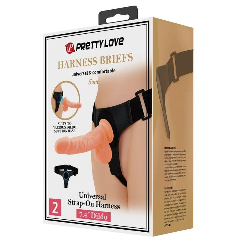 PRETTY LOVE - HARNESS BRIEFS UNIVERSAL HARNESS WITH DILDO TOM 20 CM NATURAL thumb 10