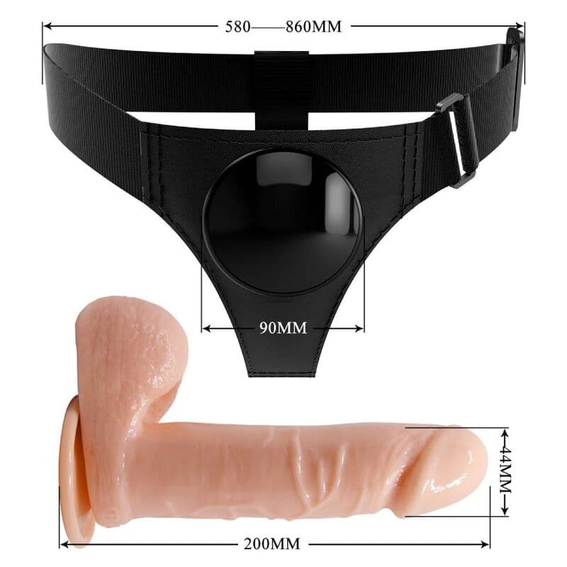 PRETTY LOVE - HARNESS BRIEFS UNIVERSAL HARNESS WITH DILDO TOM 20 CM NATURAL thumb 6