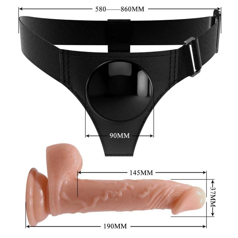 PRETTY LOVE - HARNESS BRIEFS UNIVERSAL HARNESS WITH DILDO KEVIN 19 CM NATURAL thumb 6