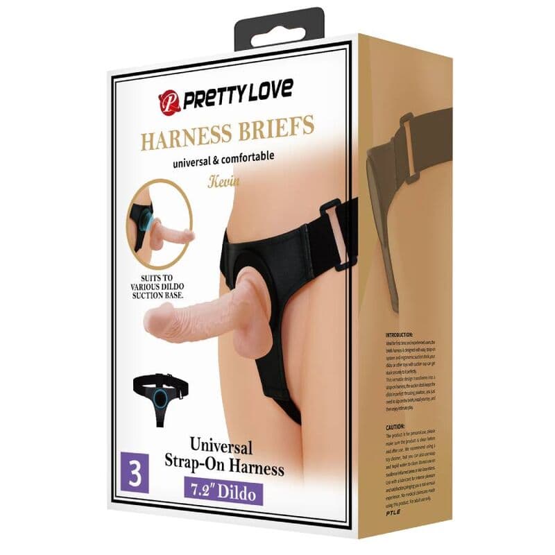 PRETTY LOVE - HARNESS BRIEFS UNIVERSAL HARNESS WITH DILDO KEVIN 19 CM NATURAL thumb 9