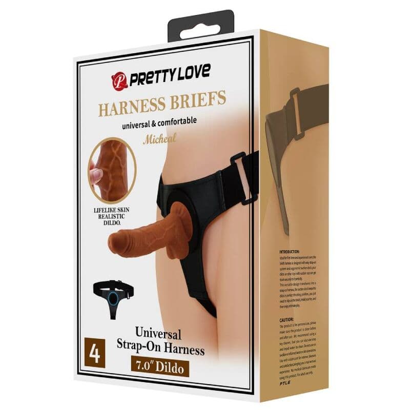 PRETTY LOVE - HARNESS BRIEFS UNIVERSAL HARNESS WITH DILDO MICHEAL 20 CM BLACK thumb 10