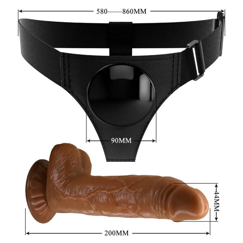 PRETTY LOVE - HARNESS BRIEFS UNIVERSAL HARNESS WITH DILDO MICHEAL 20 CM BLACK thumb 6