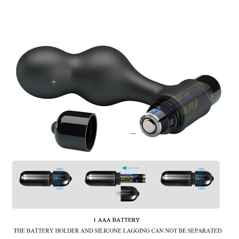MR PLAY - BLACK SILICONE VIBRATOR ANAL PLUG thumb 9
