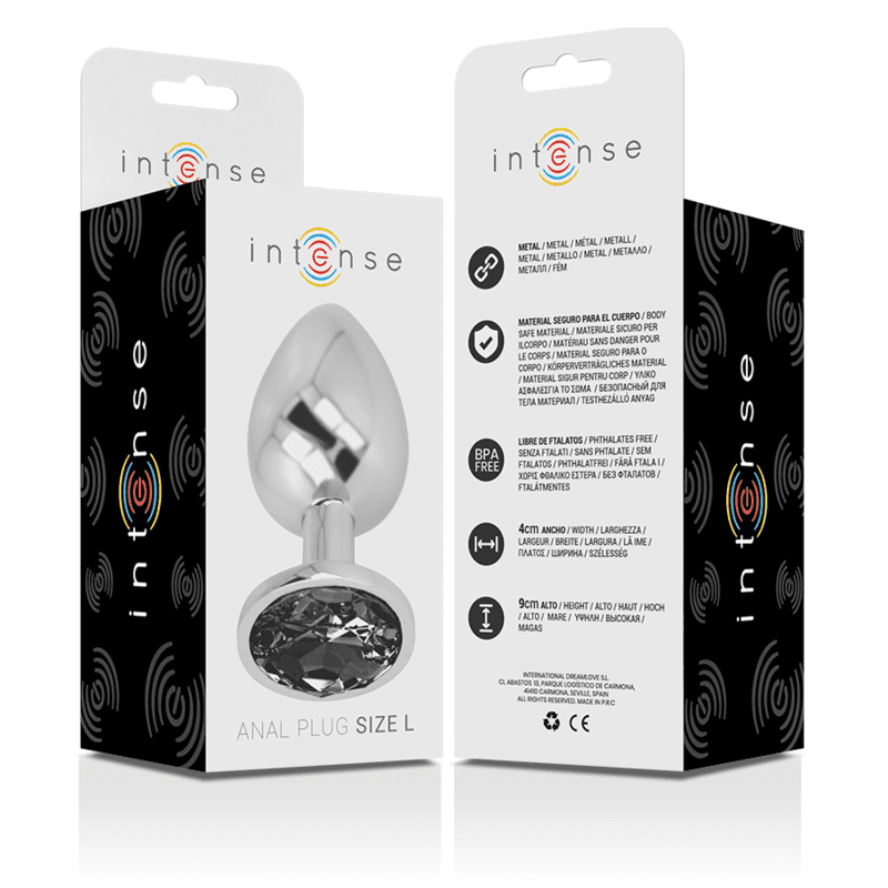 INTENSE - ALUMINUM METAL ANAL PLUG WITH BLACK GLASS SIZE L thumb 6
