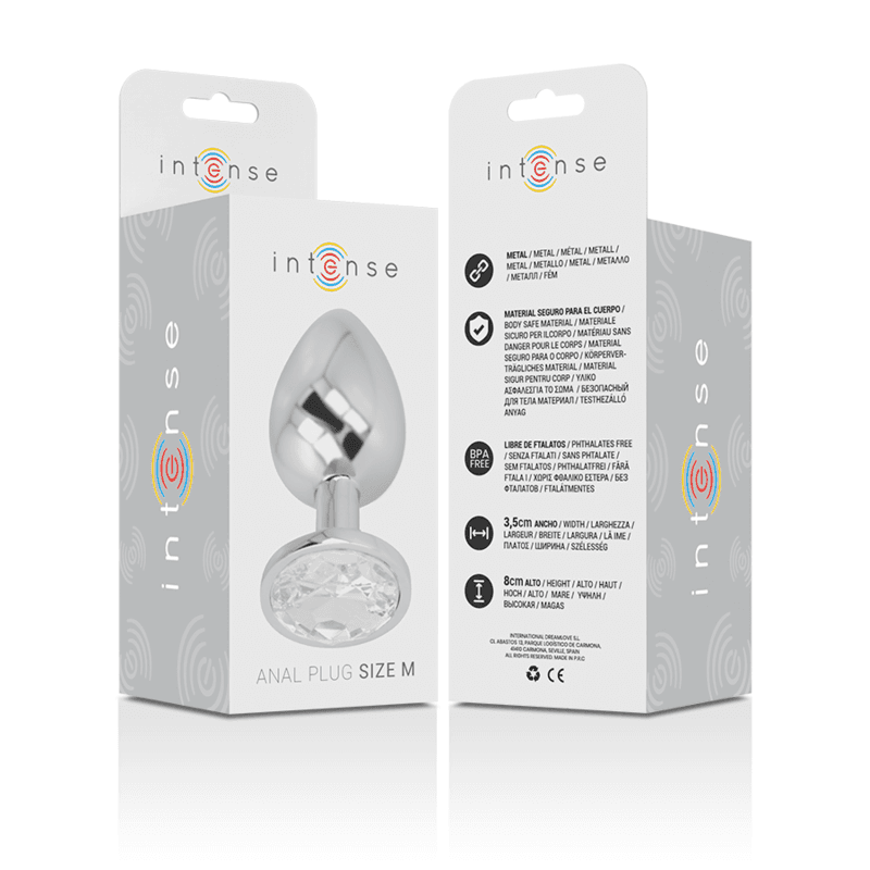 INTENSE - ALUMINUM METAL ANAL PLUG WITH SILVER CRYSTAL SIZE M thumb 5