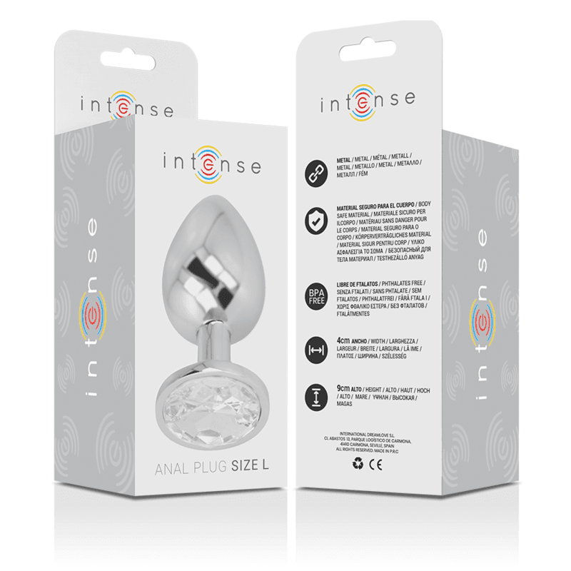 INTENSE - ALUMINUM METAL ANAL PLUG WITH SILVER CRYSTAL SIZE L thumb 4