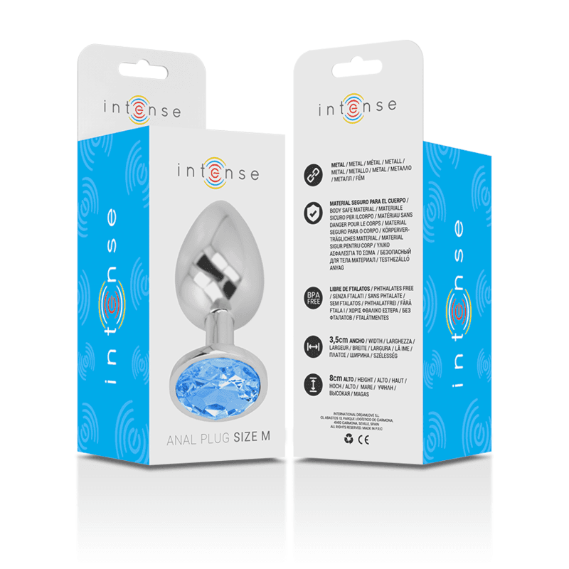 INTENSE - ALUMINUM METAL ANAL PLUG WITH BLUE GLASS SIZE M thumb 6