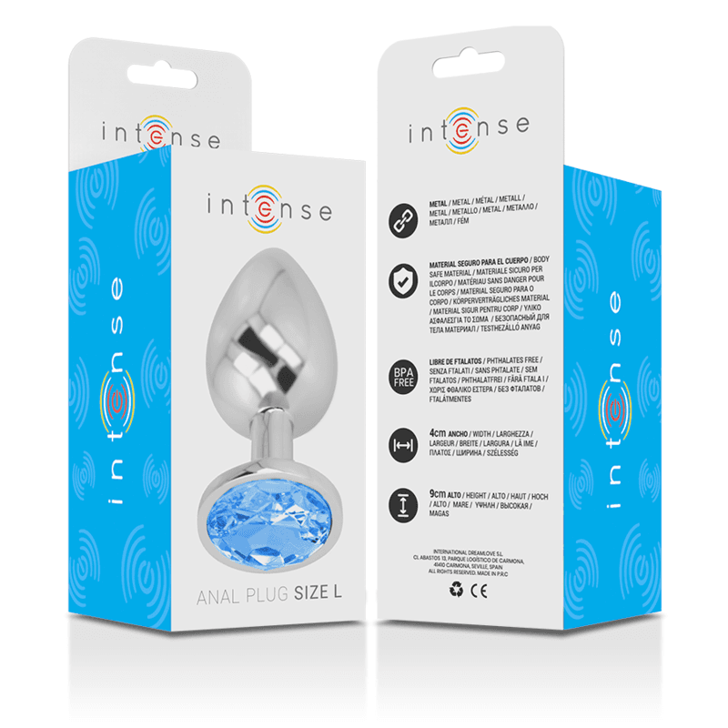 INTENSE - ALUMINUM METAL ANAL PLUG WITH BLUE CRYSTAL SIZE L thumb 6