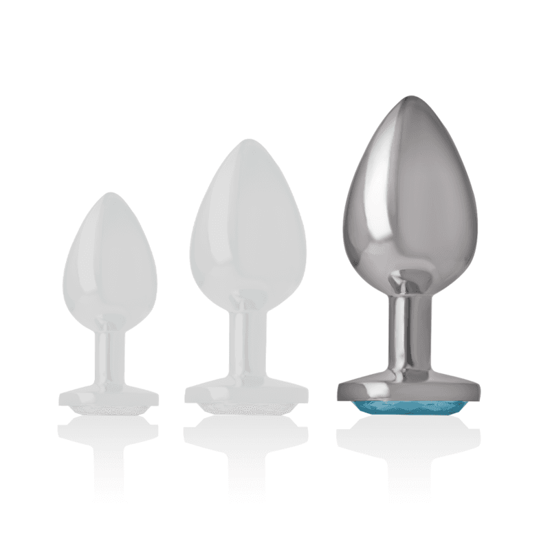 INTENSE - ALUMINUM METAL ANAL PLUG WITH BLUE CRYSTAL SIZE L thumb 5