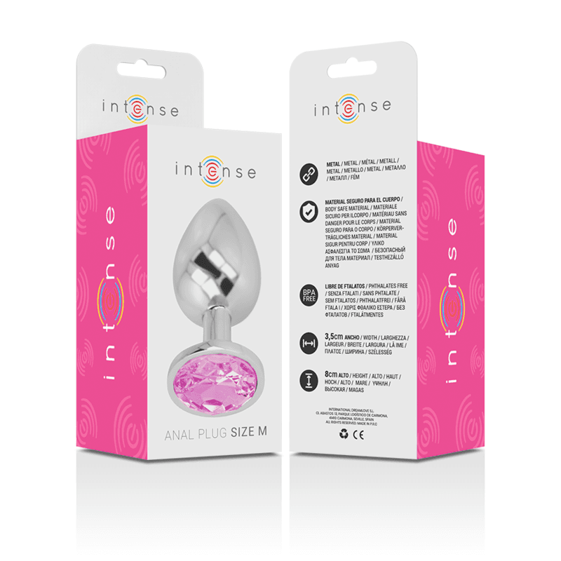 INTENSE - ALUMINUM METAL ANAL PLUG WITH PINK CRYSTAL SIZE M thumb 6