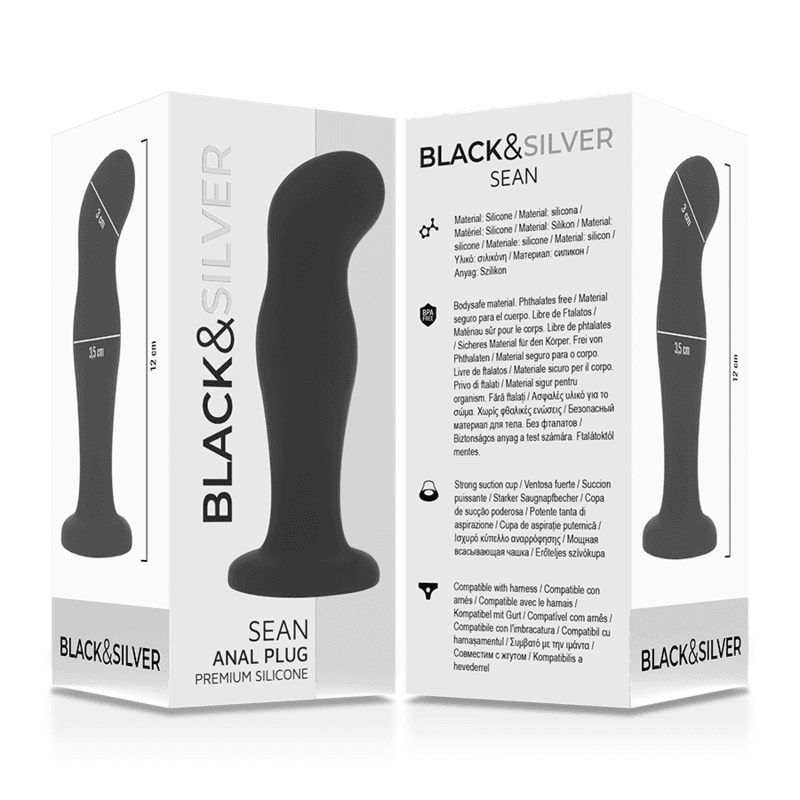 BLACK&SILVER - SEAN PLUG ANAL PREMIUM SILICONE BLACK thumb 6